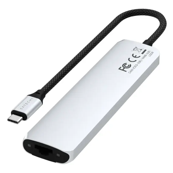 USB ჰაბი SATECHI 7-in-1 USB-C Slim Multiport Adapter with Ethernet (Silver) - Primestore.ge