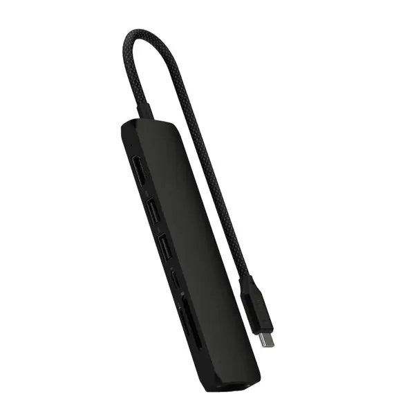 USB ჰაბი SATECHI 7-in-1 USB-C Slim Multiport Adapter with Ethernet (Black) - Primestore.ge