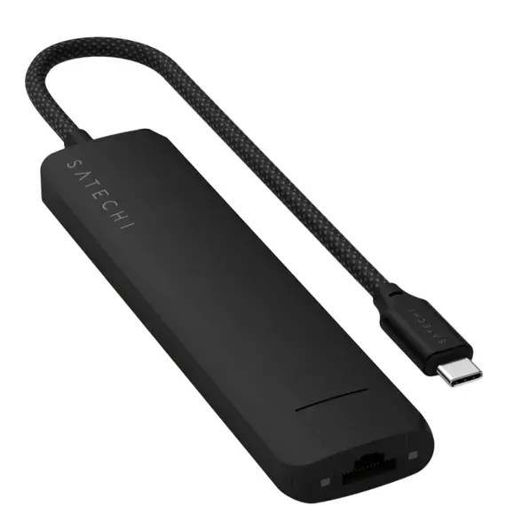 USB ჰაბი SATECHI 7-in-1 USB-C Slim Multiport Adapter with Ethernet (Black) - Primestore.ge