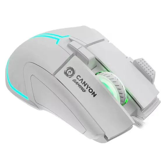 მაუსი CANYON mouse Fortnax GM-636 RGB 9buttons Wired White - Primestore.ge