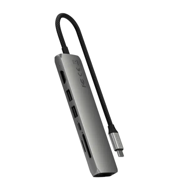 USB ჰაბი SATECHI 7-in-1 USB-C Slim Multiport Adapter with Ethernet (Space Grey) - Primestore.ge