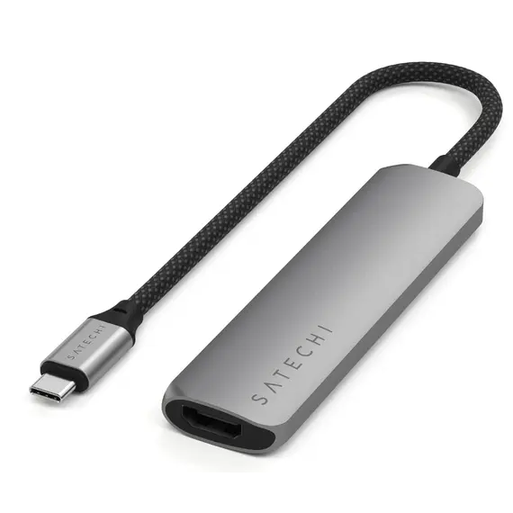 USB ჰაბი SATECHI 4-in-1 USB-C Slim Multiport Adapter 4K (Space Grey) - Primestore.ge
