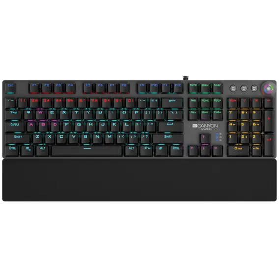 კლავიატურა CANYON Nightfall GK-7, Wired Gaming Keyboard,Black 104 mechanical switches,60 million times key life, 22 types of lights - Primestore.ge