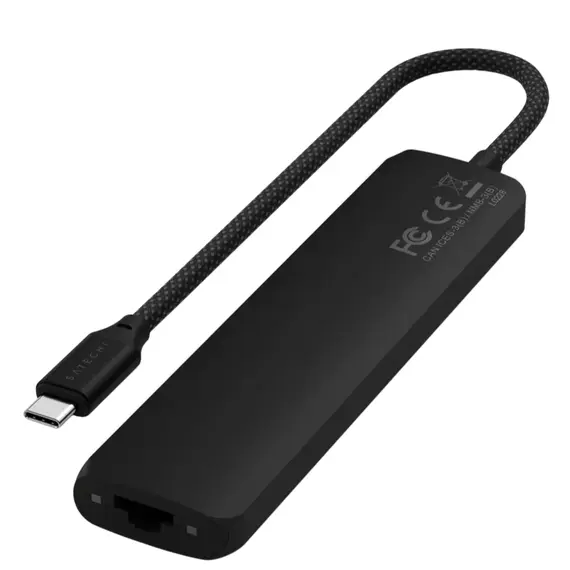 USB ჰაბი SATECHI 7-in-1 USB-C Slim Multiport Adapter with Ethernet (Black) - Primestore.ge