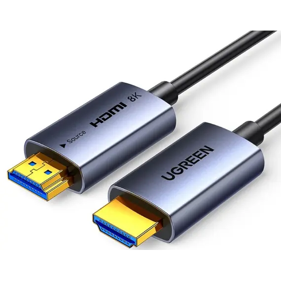 ვიდეო კაბელი UGREEN HD183 (55509), 8K, Fiber Optic HDMI To HDMI Cable, 40m, Grey/Black - Primestore.ge