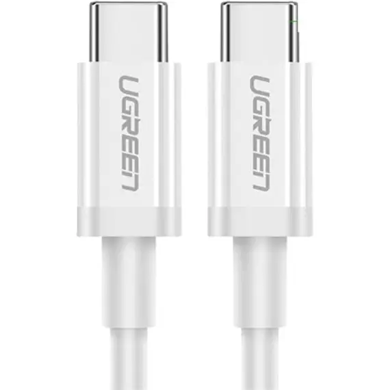 USB კაბელი UGREEN US264 (60520), 60W, Type C 2.0 Male To Male Cable, 2m, White - Primestore.ge