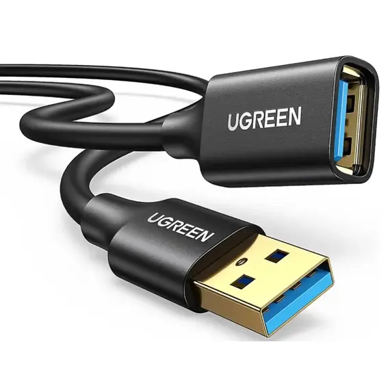 USB დამაგრძელებელი UGREEN US129 (10373), USB 3.0 Male to USB Female, Extension Male Cable, 2m, Black - Primestore.ge