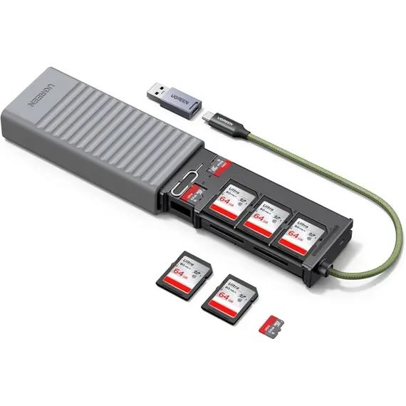 ბარათის წამკითხველი ქეისი UGREEN CM856 (55899), Multi-function Card Reader Case, Grey - Primestore.ge