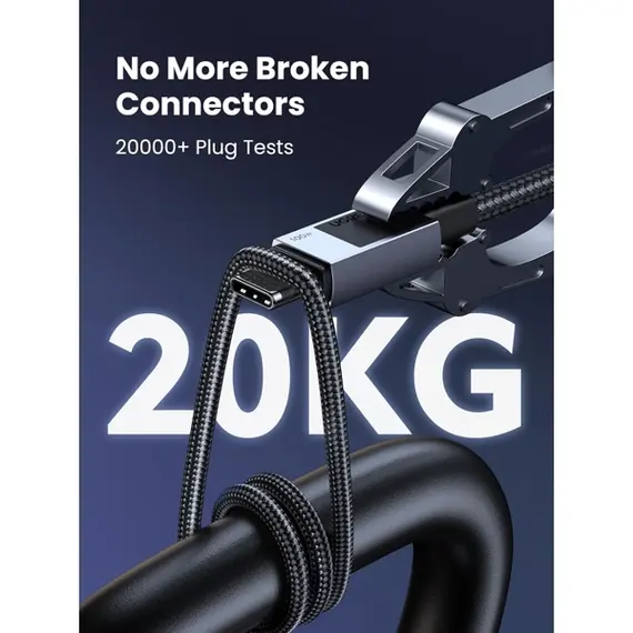 USB კაბელი UGREEN L512 (35985), 100W, Type-C to Type-C PD Fast Charging Cable, 0.5m, Space Gray - Primestore.ge