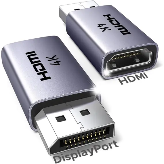 ადაპტერი UGREEN DP130 (55935), 2Pcs, 4K DisplayPort to HDMI Adapter, Grey - Primestore.ge
