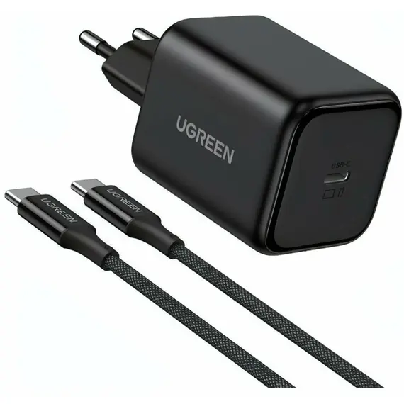 მობილურის დამტენი UGREEN X524 (65054), 45W, Type-C, GaN Fast Charger Set, Black - Primestore.ge