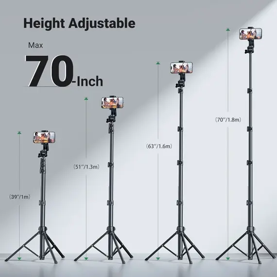მობილურის ტრიპოდი UGREEN LP680 (15609), Bluetooth, Selfie Stick Tripod, Black - Primestore.ge