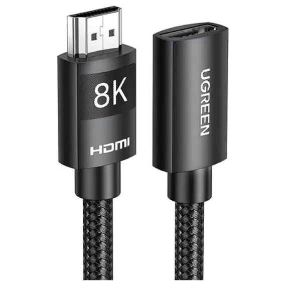 HDMI დამაგრძელებელი UGREEN HD151 (40400), 8K HDMI Extension Male To Female Cable, 0.5m, Black - Primestore.ge