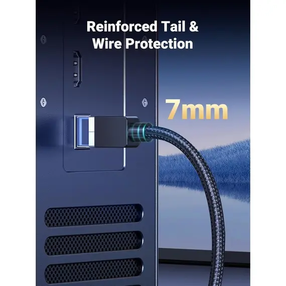 ქსელი კაბელი UGREEN NW153 (80433), CAT8 Patch Cord LAN Cable, 5m, Black - Primestore.ge
