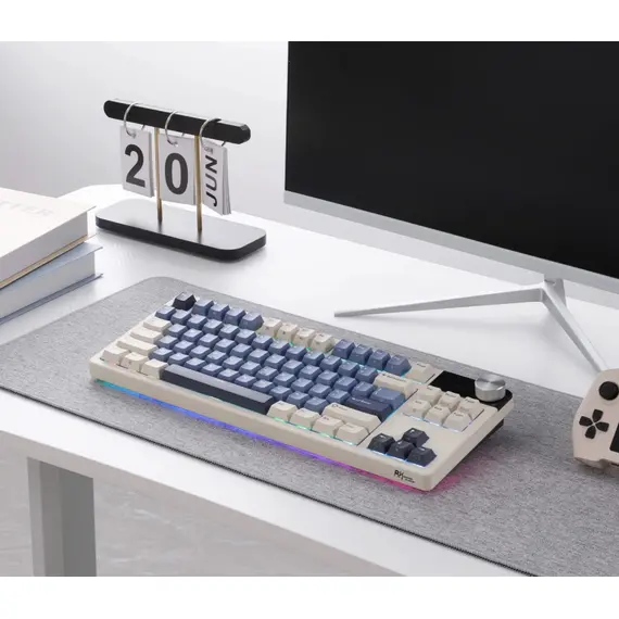 კლავიატურა Royal Kludge RK S85 RGB Mechanical Keyboard, Cloud switch, Hot Swappable, Wireless, Type-C, Bluetooth, 2.4GHz, Horizon Blue - Primestore.ge