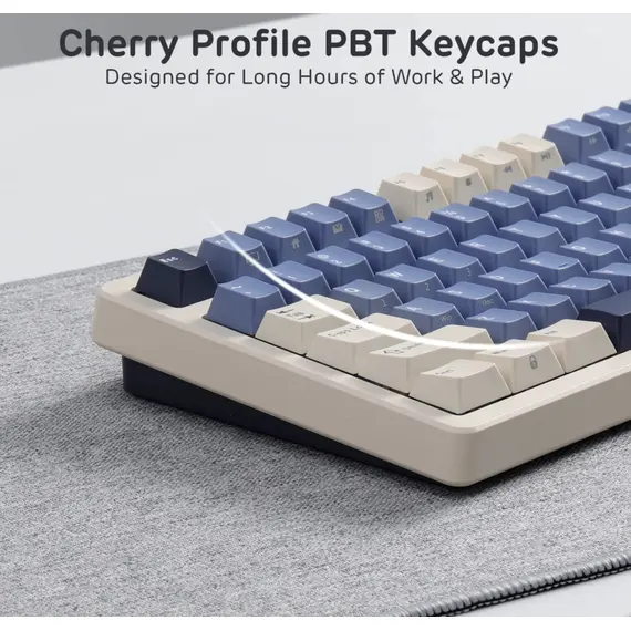 კლავიატურა Royal Kludge RK S85 RGB Mechanical Keyboard, Cloud switch, Hot Swappable, Wireless, Type-C, Bluetooth, 2.4GHz, Horizon Blue - Primestore.ge