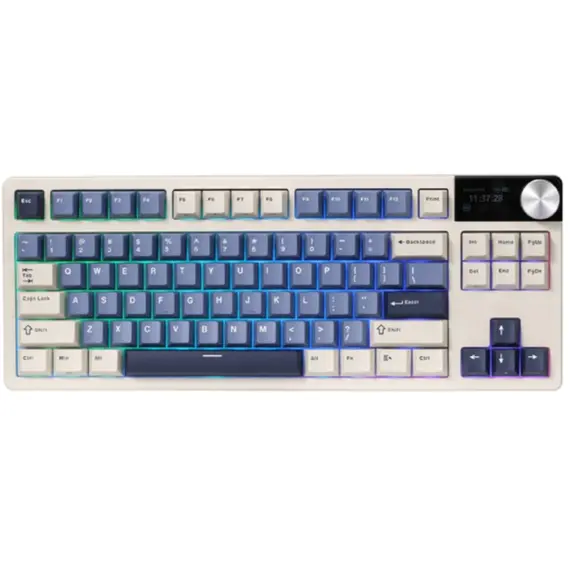 კლავიატურა Royal Kludge RK S85 RGB Mechanical Keyboard, Cloud switch, Hot Swappable, Wireless, Type-C, Bluetooth, 2.4GHz, Horizon Blue - Primestore.ge