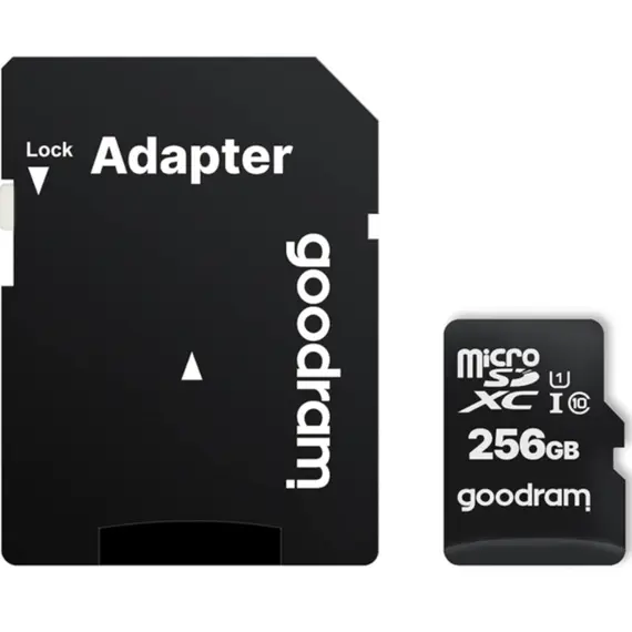 მეხსიერების ბარათი GOODRAM 256GB MICRO CARD cl 10 UHS I + adapter - Primestore.ge