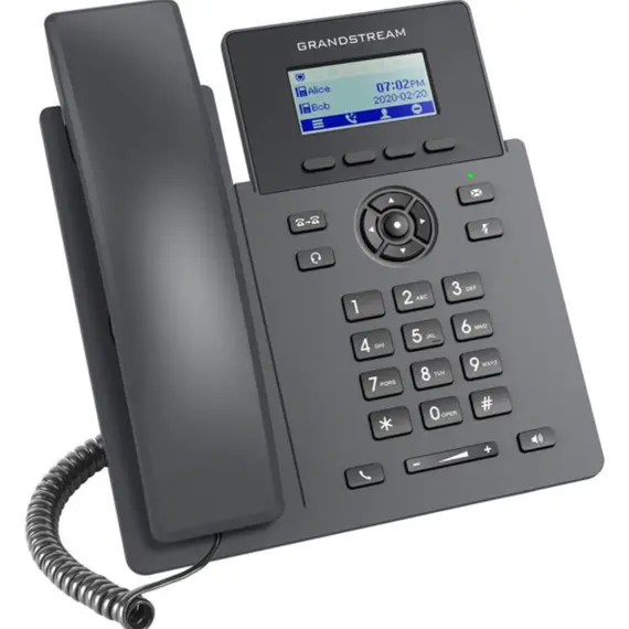 სტაციონარული ტელეფონი Grandstream GRP2601W, Essential P Phone, 2 SIP accounts, 2 lines, 2x Ethernet 10/100 no PoE, Wi-Fi, 132x48 (2.41") LCD, 5V/0.6A PSU - Primestore.ge