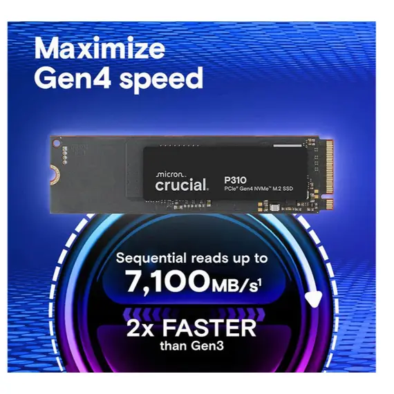 მყარი დისკი CRUCIAL SSD PCIE G4 M.2 NVME 1TB P310 CT1000P310SSD8 - Primestore.ge