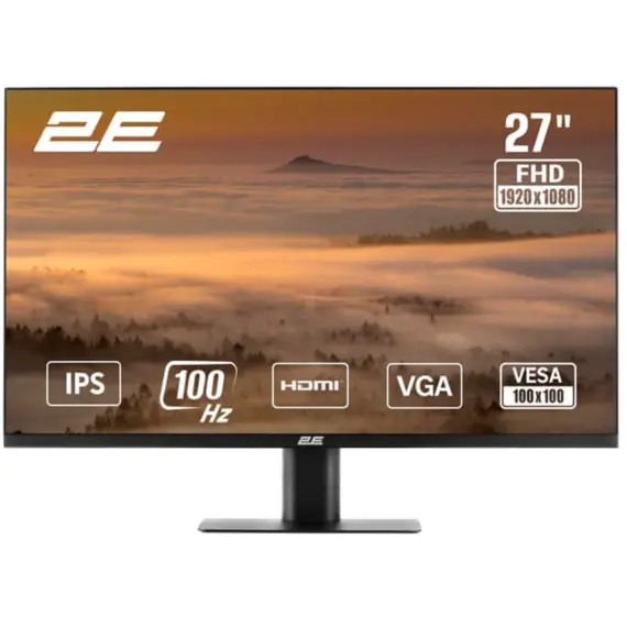 მონიტორი 2E 27" F2725B D-Sub, HDMI, IPS, 100Hz - Primestore.ge