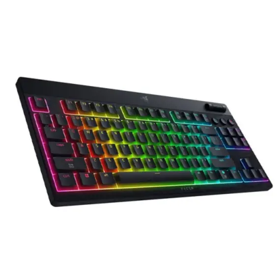 კლავიატურა Razer Keyboard mechanical BlackWidow V4 Low-profile TKL HyperSpeed, 87key, Yellow Switch, USB-A/WL/BT, EN, RGB, black - Primestore.ge