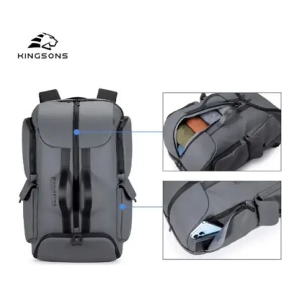 ზურგჩანთა Kingsons Laptop Backpack 15.6" Dark Grey - K10106W-9 - Primestore.ge