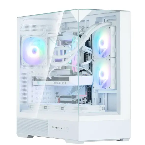 კომპიუტერის ქეისი Zalman PC case P40 Prism without PSU, 2xUSB3.0, 1xUSBType-C, 1x120mm ARGB, VGA 420мм, LCS ready, TG 3x Panels, ATX, white - Primestore.ge