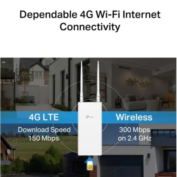 როუტერი TP-link TL-MR100-Outdoor 300Mbps Wireless N 4G LTE Outdoor Router - Primestore.ge