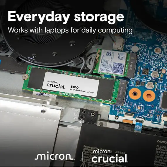 მყარი დისკი CRUCIAL PCIE G4 M.2 NVME 2TB E100 CT2000E100SSD8 - Primestore.ge
