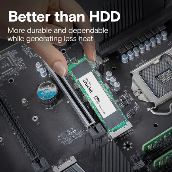 მყარი დისკი CRUCIAL PCIE G4 M.2 NVME 2TB E100 CT2000E100SSD8 - Primestore.ge