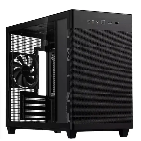 კომპიუტერის ქეისი ASUS Prime AP201 Tempered Glass MicroATX Case Black - Primestore.ge