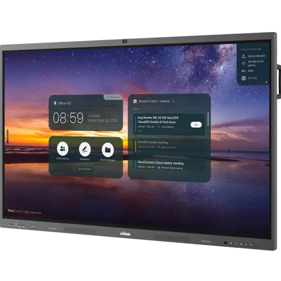 ინტერაქტიული ეკრანი Vivitek NovoTouch BK752iW 75", RAM 4GB, 32GB, Smart Board, Black/Grey + PC Module i5-12450H, 8GB, 256GB SSD, Webcam and microphone - Primestore.ge