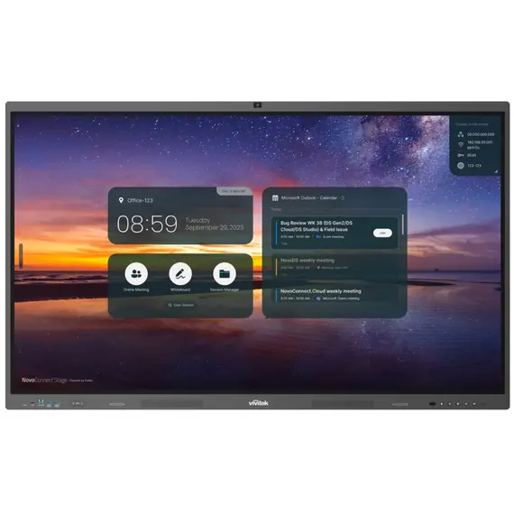 ინტერაქტიული ეკრანი Vivitek NovoTouch BK752iW 75", RAM 4GB, 32GB, Smart Board, Black/Grey + PC Module i5-12450H, 8GB, 256GB SSD, Webcam and microphone - Primestore.ge