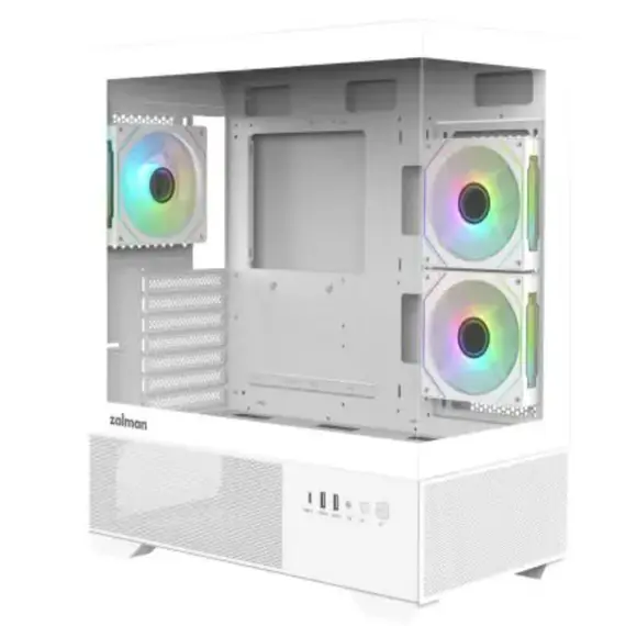 კომპიუტერის ქეისი Zalman PC case Chronix V2 without PSU, 1xUSB3.0, 1xUSB2.0, 1x Type C, 2x120mm ARGB Reverse,  4x120mm ARGB, VGA 410mm, LCS ready, TG Side/Front Panel, ATX, white - Primestore.ge