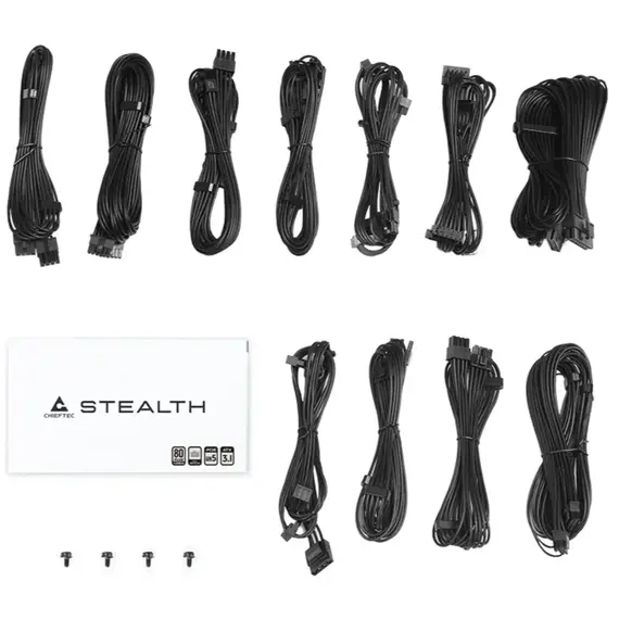 კვების ბლოკი CHIEFTEC PSU Stealth (1200W), >92%, 80+ Platinum, 135mm FDB, 1xMB 24pin(20+4), 2xCPU 8pin(4+4), 2xMolex, 10xSATA, 3xPCIe 8pin(6+2), 2xPCIe GEN5 16pin, Fully Modular - Primestore.ge