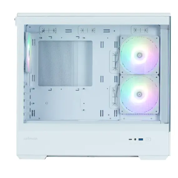 კომპიუტერის ქეისი Zalman Computer case P30 White V2, without PSU, 1xUSB3.0, 1хUSB Type-C, 3x120mm ARGB, TG Front/Side Panel, mATX, White - Primestore.ge