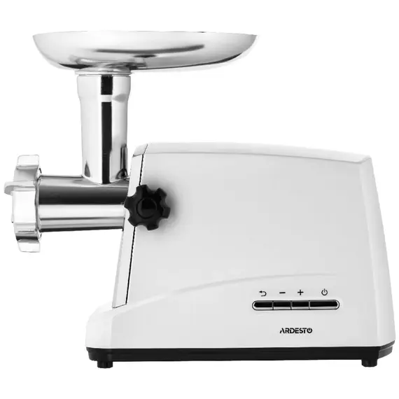 ხორცსაკეპი მანქანა ARDESTO Meat grinder , 1750W, 2kg/min, 3 cutting plates, sausages nozzle, 4 veg.slicer,  plastik, white-silver - Primestore.ge