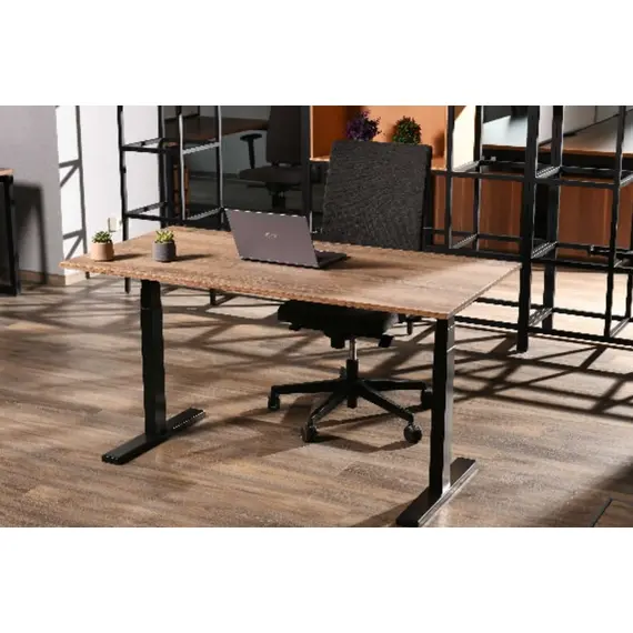 კომპიუტერის მაგიდა 2E Computer Desk CE150WOLD, height 62-128cm, electric motor, tabletop 150 75cm (aged wood), metal base (black) - Primestore.ge