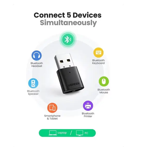 ადაპტერი Ugreen USB Bluetooth 5.0 Adapter CM390/80889 - Primestore.ge