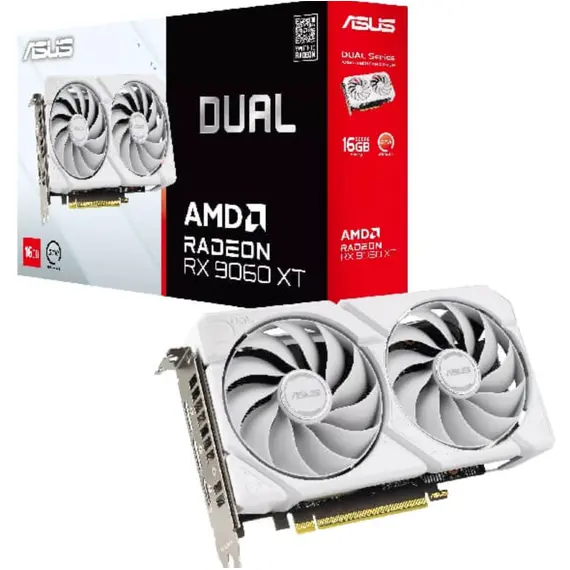 ვიდეო დაფა ASUS Radeon RX 9060 XT 16GB GDDR6 OC DUAL-RX9060XT-16G-WHITE - Primestore.ge