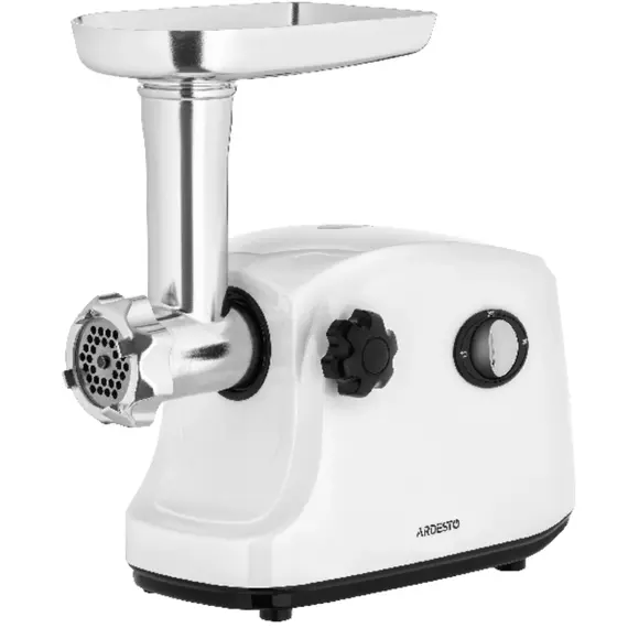 ხორცსაკეპი მანქანა ARDESTO Meat grinder , 1600W, 1.6kg/min, 3 cutting plates, sausages nozzle, plastik, white - Primestore.ge