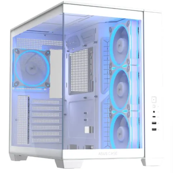 კომპიუტერის ქეისი ASUS A32 PLUS Case, без БЖ, 1xUSB3.2, 1xUSB Type-C, Tempered Glass side, ARGB, ATX, White 90DC00S3-B19000 - Primestore.ge