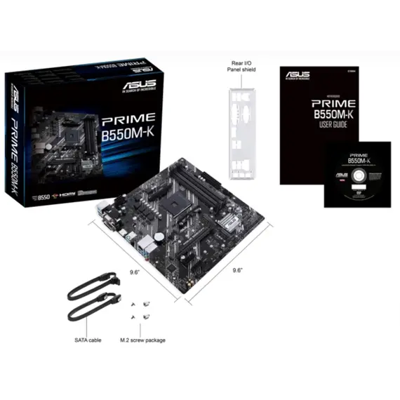 დედა დაფა ASUS Motherboard PRIME B550M-K sAM4 B550 4xDDR4 M.2 HDMI DVI D-Sub mATX - Primestore.ge