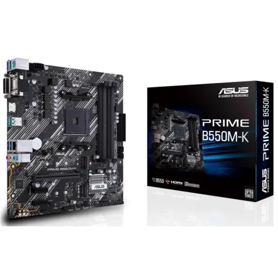 დედა დაფა ASUS Motherboard PRIME B550M-K sAM4 B550 4xDDR4 M.2 HDMI DVI D-Sub mATX - Primestore.ge