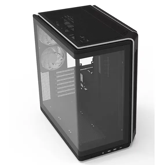 კომპიუტერის ქეისი Zalman PC case P60 without PSU, 2xUSB3.0, 1x Type C, 3x120мм ARGB Reverse, 2x120мм ARGB, VGA 435мм, LCS ready, Curved Tempered Glass, Dual Chamber, ATX, black - Primestore.ge