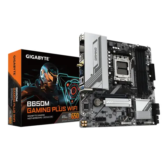დედა დაფა GIGABYTE Motherboard B650M GAMING PLUS WF sAM5 B650 4xDDR5 M.2 HDMI DP Wi-Fi BT mATX - Primestore.ge