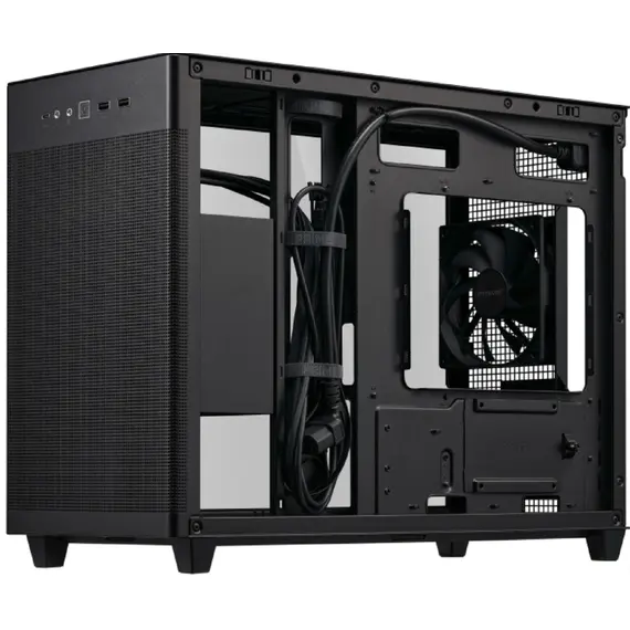 კომპიუტერის ქეისი ASUS Prime AP201 Tempered Glas, without PSU, 2xUSB3.2, 1xUSB Type-C, Tempered Glass side, mATX, Black 90DC00G0-B39010 - Primestore.ge