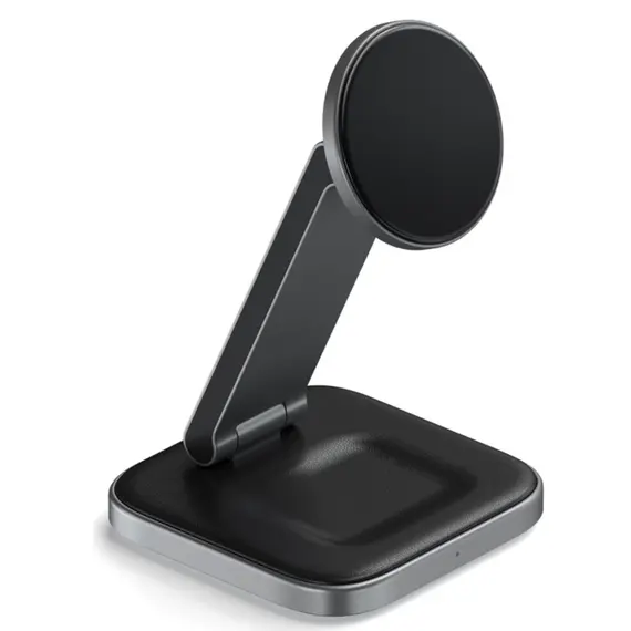 პორტატული დამტენი SATECHI 2-in-1 Foldable Qi2 Wireless Charging Stand (Space Gray) - Primestore.ge