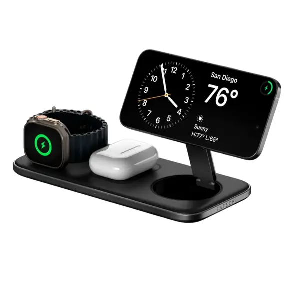 პორტატული დამტენი SATECHI Qi2 Trio Wireless Charging Pad - with Type A,C,G plugs - Primestore.ge